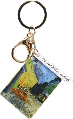 Key Chain Keyring mirror for Women Men Keyring with Metal Ring Café Terrace at Night Keychain Van Gogh in Saudi Arabia