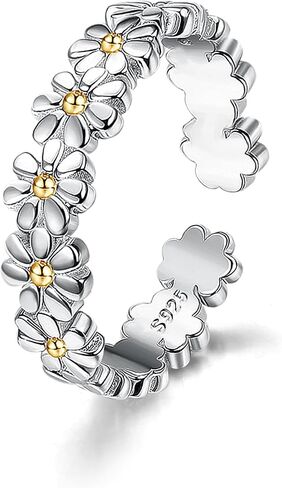 Kakonia Toe Rings for Women,925 Sterling Silver Toe Rings,Adjustable Toe Rings Beach Band Ring Nail Rings,Daisy Flower CZ Cross Opal Twist Knot Toe Rings Cuff,Open Womens Toe Rings Foot Jewelry for Summer in Saudi Arabia