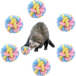 HAICHEN TEC Ferret Toys Ball Set Woolen Yarn Cats Balls with Built-in Bell Soft Colorful Pompom Balls Interactive Sound Toy Exercise Scratch Play Chew Toys for Indoor Pet Cat Kitten (6 Pack)