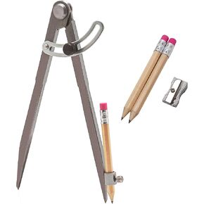 ALLY Tools 8 Inch Precision Locking Wing Divider/Woodworking Compass with Pencil Holder INCLUDES Two Pencils and Pencil Sharpener Ideal for Drawing, Drafting, Carpentry