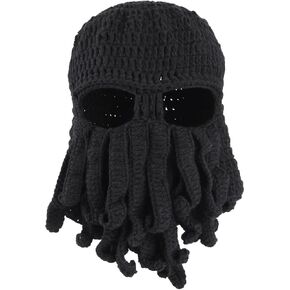 TRIWONDER Knit Beard Hat Funny Winter Hat Octopus Beanie Facemask Halloween Costume for Men Women Skiing Snowboard