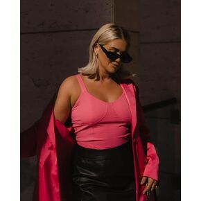 The Drop Women's Carmine Rose Wide Strap Knit Corset Top by @kelclight