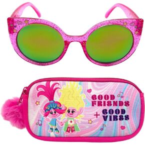 DREAMWORKS TROLLS Trolls Kids Sunglasses for Girls, Toddler Sunglasses with Kids Glasses Case (Magenta Pink, Pink)