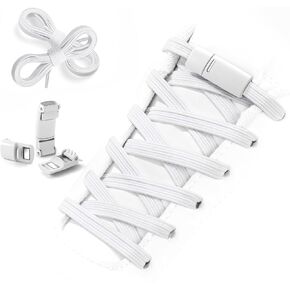 Aiboxin Elastic No Tie Flat Shoe Laces for Sneakers, Stretch Tieless Shoelaces for Kids & Adults, Magnetic Shoes Strings
