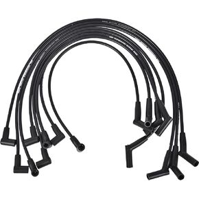 RLP Silicone Spark Plug Wires Set 8.0mm Black Replacement for SBF Small Block Ford Valve Cover Wires 221 255 260 289 302 351W Fits HEI Distributor Caps