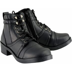 Milwaukee Leather MBK9255 Boys Black Lace-Up Boots with Side Zipper Entry