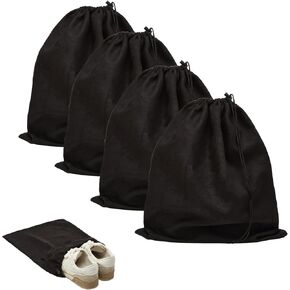 4Pcs Travel Shoe Bags for Packing, 17.7x13.8in Dust Shoe Bags Flannel Shoe Pouch with Drawstring Closure Washable,Beige