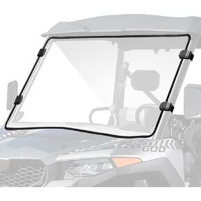 StarknightMT UForce 600 Front Windshield- Scratch-resistant UTV Full Windshield Compatible with CFMOTO UForce 600 2021-2024 Clear Front Window PC Hard Windshield Accessories