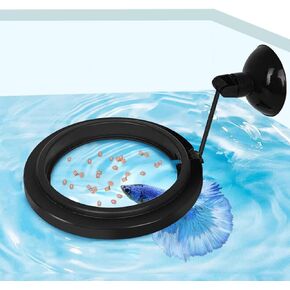 2 Pcs Fish Feeding Ring, Fish Safe Floating Food Feeder Circle Blue, with Suction Cup Easy to Install Aquarium, Square and Round Shape Fish Tank Towels - for Guppy, Betta, Goldfish, Etc. (Blue)¡­