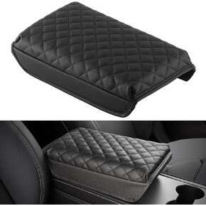Amiss Car Center Console Cover Compatible with Tesla Model 3 Model Y 2017-2023, Leather Waterproof Auto Armrest Storage Box Cushion, Car Armrest Box Cover Decor Accessories Interior (Black)