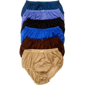 Lot of 6 Vintage Plus Size 3XL Sheer Transparent Silk Nylon Panties Dark Color Men Womens Full Cut Briefs Knicker Underwear Hips 44""-54"" High Waist Granny Brief Mushroom Gusset