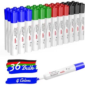 Comix Dry Erase Markers, Bullet Tip Whiteboard Markers, Low Odor Thick Dry Erase Markers, 36 Bulk 4 Assorted Color for Kids/Teachers