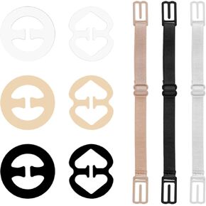 Bra Strap Clips, 9 Bra Clips and Bra Straps Holder, Adjustable Non Slip Bra Straps Clips for Back, Bra Accessory for Cleavage Control and Shoulder Comfort for Full Cup Size (Black/White/Beige)