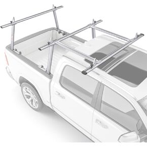 AA-Racks Model APX25-E Aluminum Pickup Truck Ladder Rack w/Cantilever Extension - Sandy Silver (2 Packages)