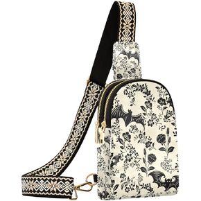 Crossbody Sling Bag for Women Leather Shoulder Chest Bag Small Fanny Pack for Hiking Travel