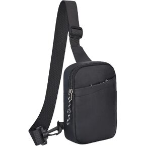 Fanny Pack Small Sling Bag for Men Women, Water-resistant Travel Crossbody Bag, Anti Theft Black Chest Bag Cross Body Purse for Men (Black-oxford fabric)