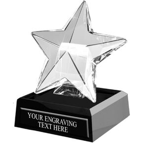 4.5" Onyx Pedestal Star Crystal Award - Engraved Crystal Recognition Trophies Prime