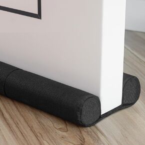 Upgrade Door Draft Stopper 36" Split Type No-Fold Adjust Under Door Gap Filler Soundproof Black Twin Draft Blocker Blocks Cold Air Noise & Light