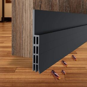 Ohuhu Door Draft Stopper Weather Strip, Under Door Draft Blocker Door Sweep Seal Strip for Exterior Interior Doors, Door Gap Filler Bottom Noise Block Draft Guard Insulator 39" L x2 W Black