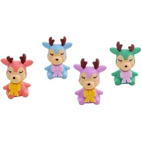 4Pcs Cartoon Deer Creative Eraser Detachable Cute Cartoon Eco-Friendly Animal Creative Eraser for Office Students Roommates Home Gifts，Carnival Gifts,School Supplies Gift （A Pack of 4 Colors）