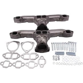 Rams Horn Exhaust Manifolds Headers w/ 2.5" Center fits Most Stock Cylinder Heads With Round/Square Port Small Block Chevy SBC 283 305 327 350 400 Engines