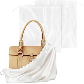 2 Pcs Dust Bags for Handbags Purses Shoes Dust Bags Dust Covers Silk Satin Bags with Drawstring Travel Storage Pouch For Shoe Boots Backpacks Handbag Organizer, White
