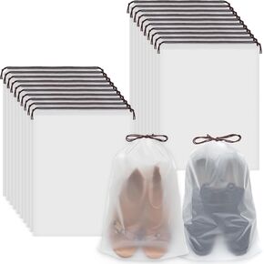 Shoe Bags for Travel 20 Pack, Dustproof Travel Shoe Bag Women, Waterproof Show Bags for Traveling with Drawstring, Clear Shoe Bags for Travel for Men and Women