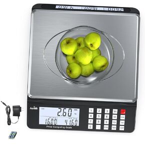 66LB（30KG）Digital Postal Scale, Calculate The Price, Dual LCD Screen, Stainless Steel Countertop, Piecework and Net Weighing