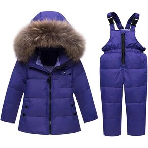 Baby Girl Winter Snowsuit Coat Boy Fur Snow Pants Bib Jacket For Toddler Clothes