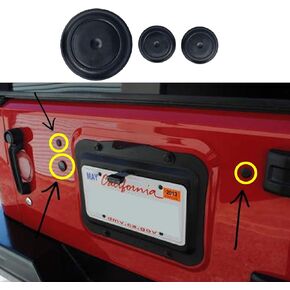 3 Rubber Tailgate Plugs for Tramp Stamp Spare Tire Carrier Delete fits Jeep Wrangler JK 2007 Thru 2019 Models