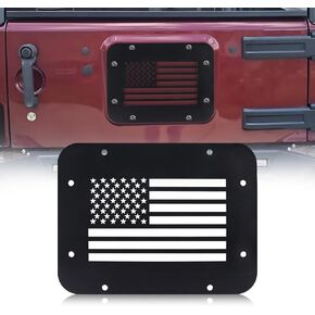 Tailgate Vent Cover Plate Spare Tire Carrier Delete Filler Plate Compatible with Jeep Wrangler JK JKU 2007-2018 2/4 Doors（USA Flag）