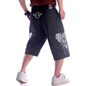 COOLMONAR Mens Patchwork Denim Shorts Straight Leg Skateboard Jeans Unisex Steetwear Y2K Hip Hop Jorts for Men and Women