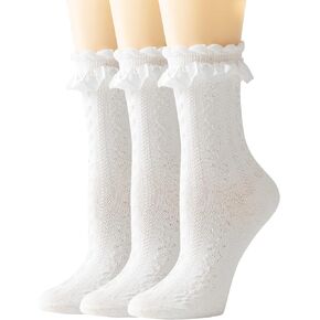 SEMOHOLLI Women Ruffle Socks for mid-calf, Fashion Girls Princess Socks Cotton Socks
