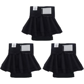CuteBone Female Dog Diapers with Skirts 3 Pack Reusable Puppy Dresses Pants for Heat Cycle Period QBD16XS