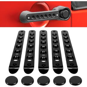 E-cowlboy Grab Handle Inserts Cover+Push Button Knobs Cover Trim for Jeep Wrangler JK JKU Sahara Rubicon Unlimited 2007-2018 Exterior Door Handle Decoration Accessories Aluminum (Red)