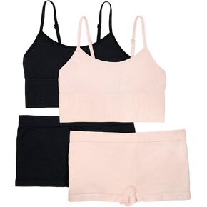 Fruit of the Loom girls Seamless Longline Bra and Matching Boyshort Panty Set