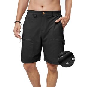 Men's Hiking Cargo Shorts Elastic Waist Stretch Quick Dry Casual Shorts with 6 Pockets for Fishing Camping Golf