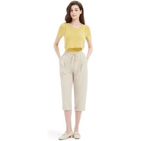 Womens Capri Pants Summer Lightweight Quick Dry Pants Ladies Loose Soft Drawstring Sweatpants with Pockets