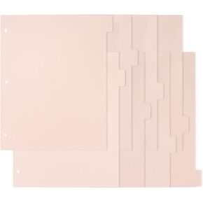 Buqoo Light Pink 3 Holes 8.4"×10.9“ Binder Dividers Plastic Index Page Dividers with 8 Tabs for Notebook Journal Planner 8 Sheets Per Set