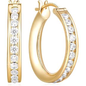 14K Gold Hoop Earrings for Women 14K Gold Earrings Comfortable Gold Earrings for Women Radiant Cubic Zirconia Hypoallergenic Lightweight Gold Hoops Earrings Gifts for Women 20mm