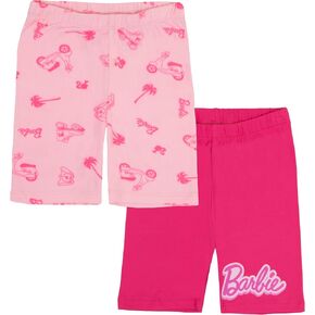 Barbie Girls 2-Pack Shorts Set - Vibrant Tropical, Skate & Scooter Graphics Shorts for Kids
