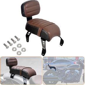Passenger Seat w/Backrest for Indian Scout Rogue/Rogue Sixty 2022-2023, Bobber Twenty/Sixty 2020-2023, Bobber Twenty/Sixty ABS 2020, Bobber 2018-2023, Bobber ABS 2018-2020, for 2882853,Brown