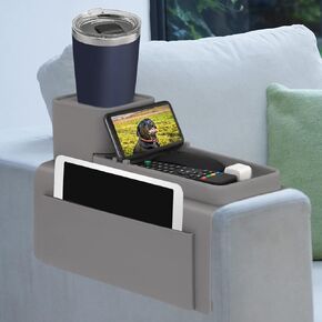 Silicone Couch Cup Holder, VIENFUT Anti-Spill Anti-Slip Sofa Armrest Tray BPA-Free, Dirt-Resistant Silicone Couch Arm Tray for Remote, Snacks, Cellphone and iPad, Gift for Family, Friend (Black)
