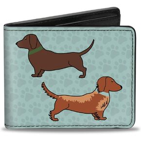 Buckle-Down Men's Wallet, Bifold, Dachshund Dogs Paws Aquas, Vegan Leather, 4.0" x 3.5"