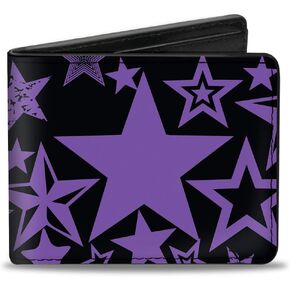 Buckle-Down Men's Wallet, Bifold, Stargazer Black Purple, Vegan Leather, Stars, 4.0" x 3.5"