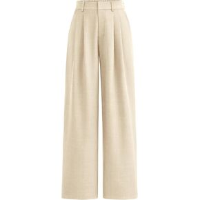 PRETTYGARDEN Women's Summer Work Pants Elastic High Waisted Straight Leg Business Casual Dressy Trousers Slacks with Pockets