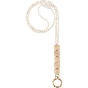 Mkono Lanyard for Id Badge Cute Teacher Lanyards with Id Holder, Adjustable Wooden Beaded Lanyards for Keys