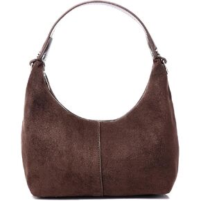 Small Crescent HOBO Shoulder Bag for Women Leather Suede Handbag Purse w/Detachable Strap