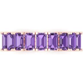 Clara Pucci 2.61 ct Brilliant Emerald Cut Simulated Alexandrite 18K Rose Gold Engagement Wedding Eternity Band SZ 6.75