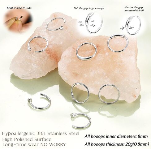 UBGICIG 17 Pcs/18 Pcs Nose Rings Hoop and Nose Studs Sets for Women - 316L Surgical Stainless Steel Screw Silver Gold Black L Shaped Nose Stud Hypoallergenic Nostril Piercing Jewelry for Women Men in Saudi Arabia